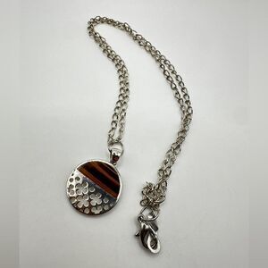 21” Sterling silver necklace with Tigers eye, flower circle pendant!